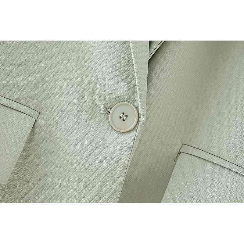 elegant women full sleeve blazer office ladies solid green jackets casual female single button suits girls chic sets 210430