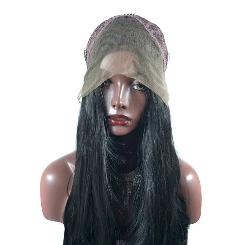 Heat Resistant Fiber Hair Synthetic Lace Wig with Baby Hair Mermaid Black Color Silk Straight Synthetic Lace Front Wigs for Black Women