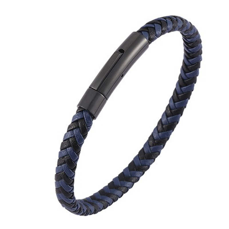 Fashion Jewelry Multicolor Men Women Braid Leather Bracelet Bangle with Titanium Steel Clasp
