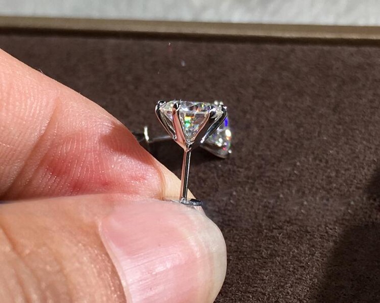 Classical Six Claw Simple Fashion Jewelry Real 925 Sterling Silver 6mm Round Cut White 5A Zircon Solitaire Women Wedding Bridal Stud Earring For Lover