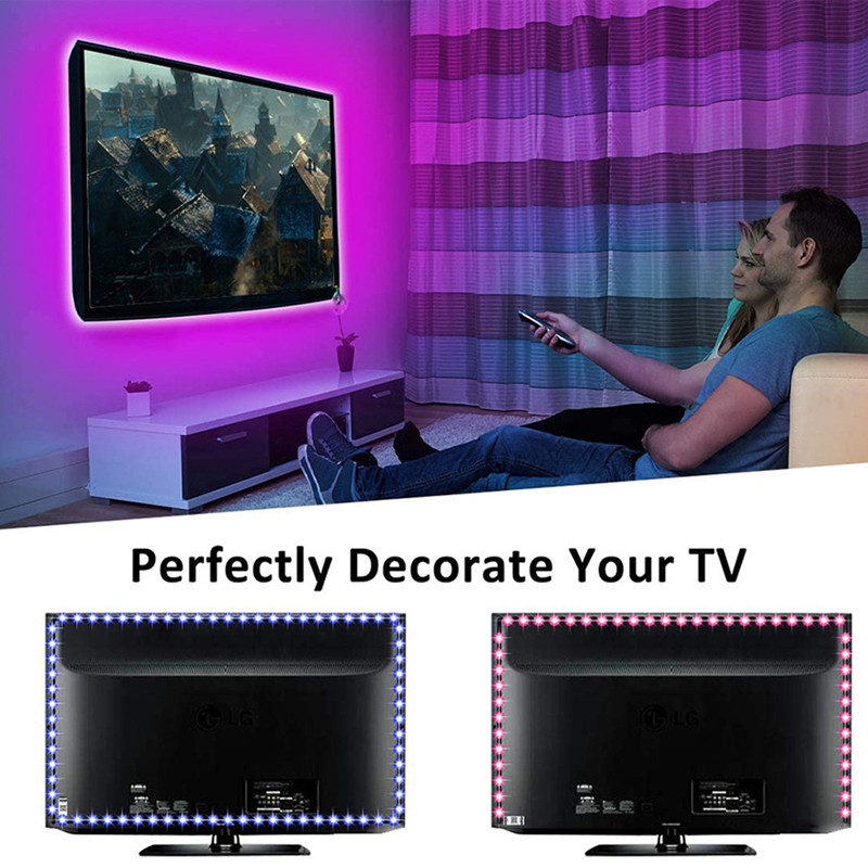 5M/10M LED Strip RGB USB 5050 SMD LEDs Lights 44key controller Light Strips With Remote Control Desktop Holiday Wall Room TV BackLight