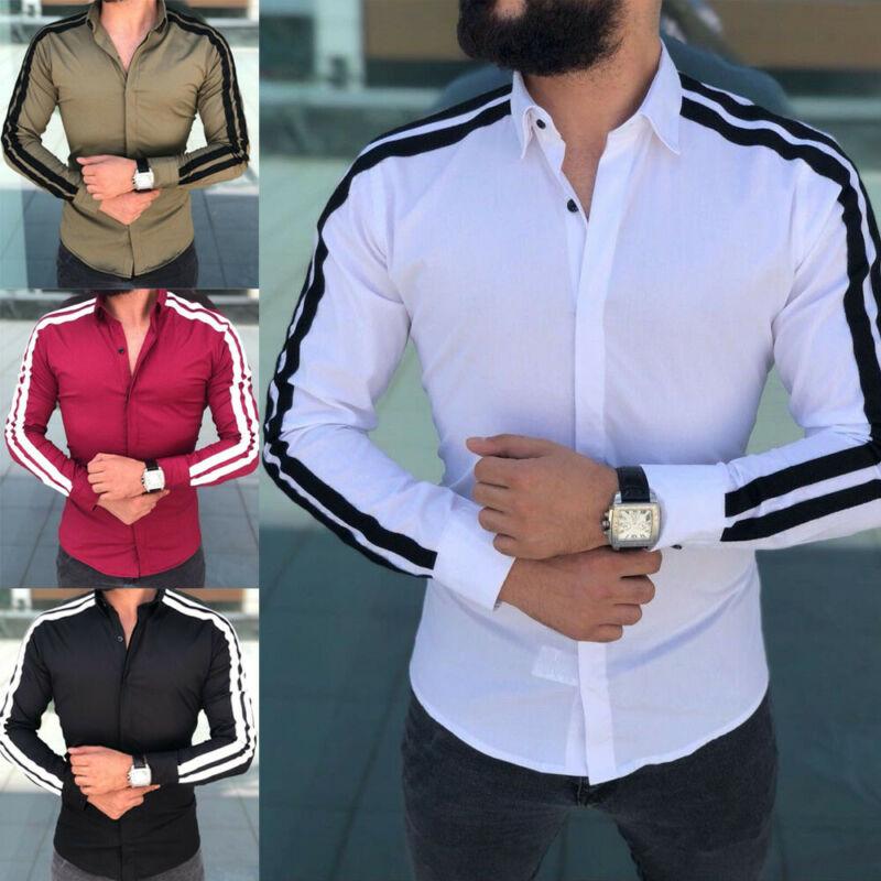 Style Fashion Casual Social Formal Shirt Men Long Sleeve Slim Office Cotton Mens Shirts M-2XL Men's