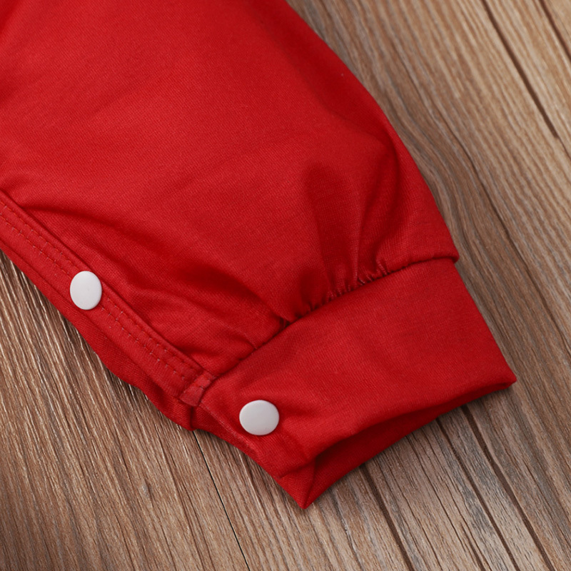 Xmas Spring Autumn baby Girls Clothes Fashion Children Rompers Girl Red Santa Printde Long Sleeve Round Neck Middle Children's Jumpsuits Kids Clo