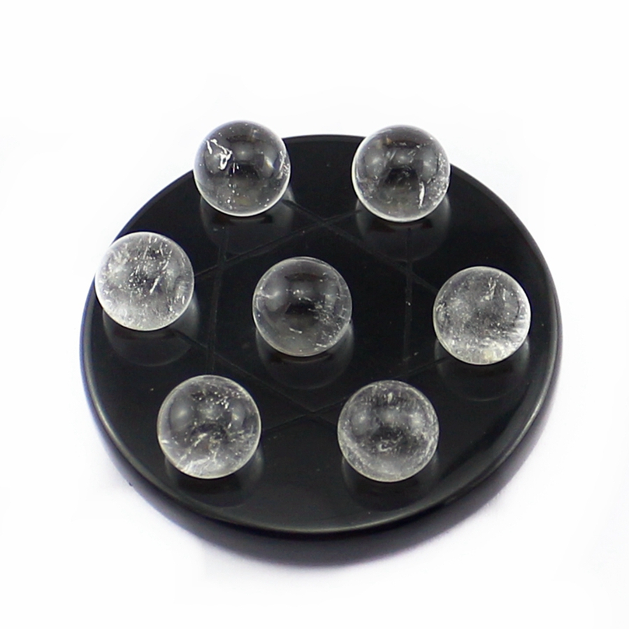 Natural Loose Gemstones Chakra Reiki Healing Stone Jewelry Heptagram 7 Stars Array Trinket 50mm Seven Star Disc Obsidian Geomantic Prop Mini Crystal O