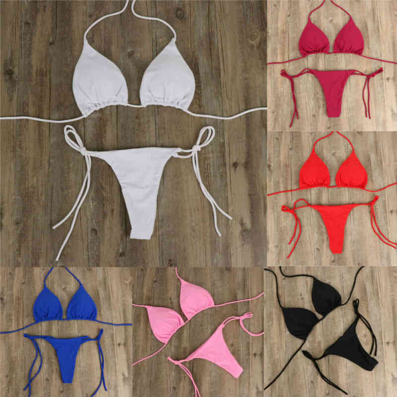 Womens Sexy Solid Swimwear Micro Bikini Set Tie Side G-string Thong Beach Swimsuit Swimming Suit, White;black
Womens Sexy Solid Swimwear Micro Bikini Set Tie Side G-string Thong Beach Swimsuit Swimming Suit, White;black