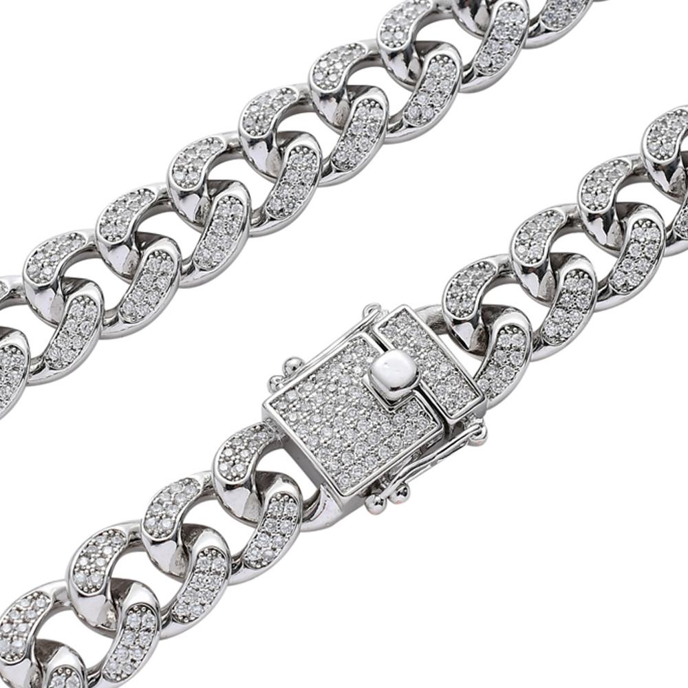 New Fashion Iced Out CZ Miami Cuban Link Chain Bracelet 18K Real Gold Hip hop Jewelry for Men Pulseira Cubic Zirconia Curb Wristband Bijoux punk Rock 