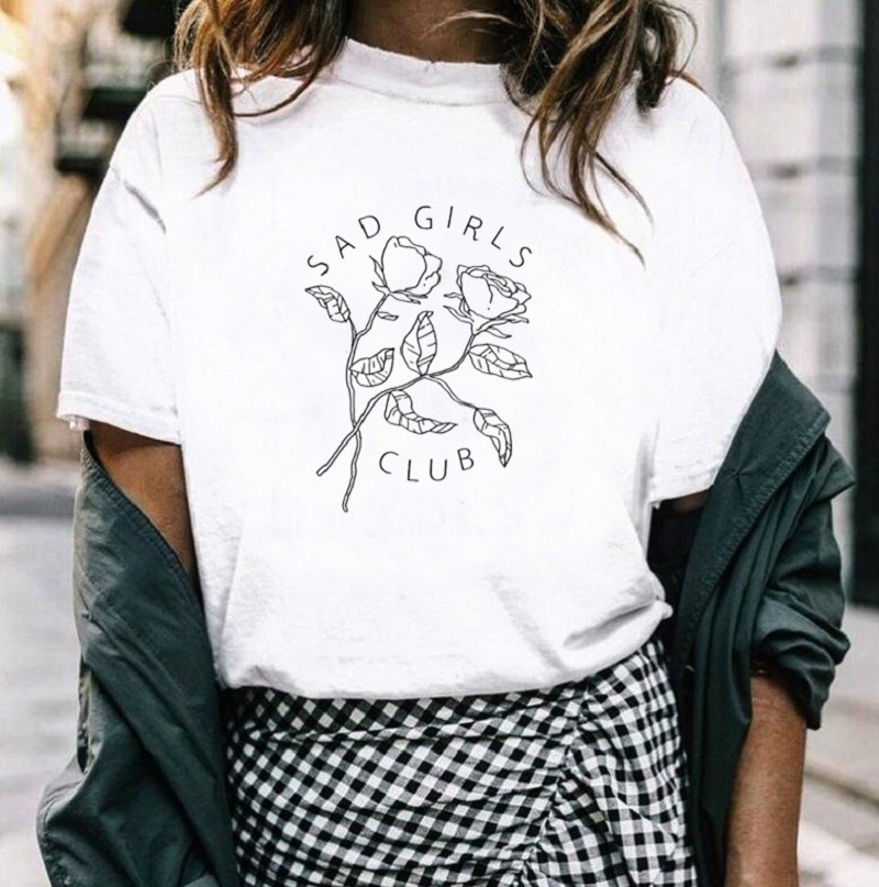 Streetwear Sad Girls Club Flower Cute T-Shirt Women 100% Cotton Aesthetic Grunge Tumblr Graphic Tee Tops Fashion Women Clothes 210518, Black
Streetwear Sad Girls Club Flower Cute T-Shirt Women 100% Cotton Aesthetic Grunge Tumblr Graphic Tee Tops Fashion Women Clothes 210518, Black