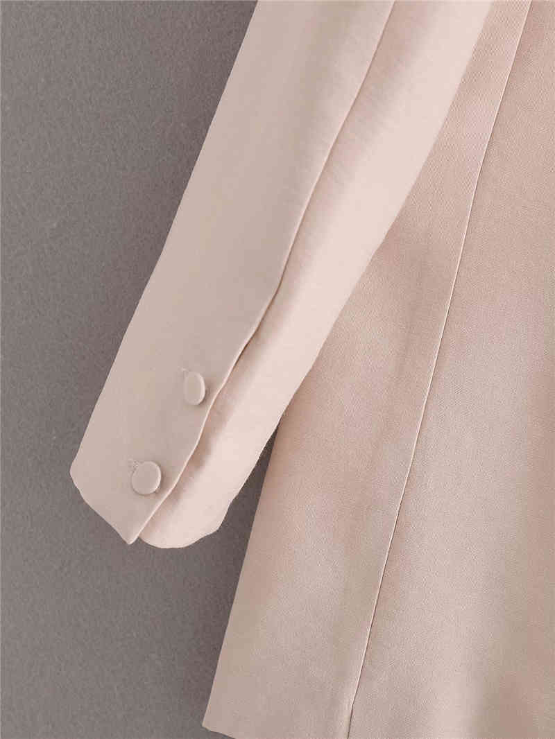 elegant women solid beige full sleeve blazer fashion ladies pocket causal female cardigan girls chic suits 210430