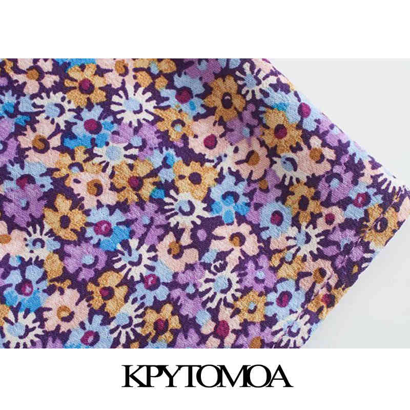 Women Chic Fashion With Shoulder Pads Printed Mini Dress Short Sleeve Back Elastic Female Dresses Mujer 210420