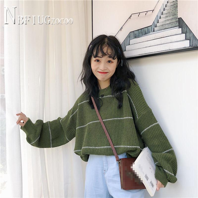 Women's Sweaters Autumn Korean Stripe Knitting Women Sweater Students Pullover Bf Style Round Neck Female
Women's Sweaters Autumn Korean Stripe Knitting Women Sweater Students Pullover Bf Style Round Neck Female