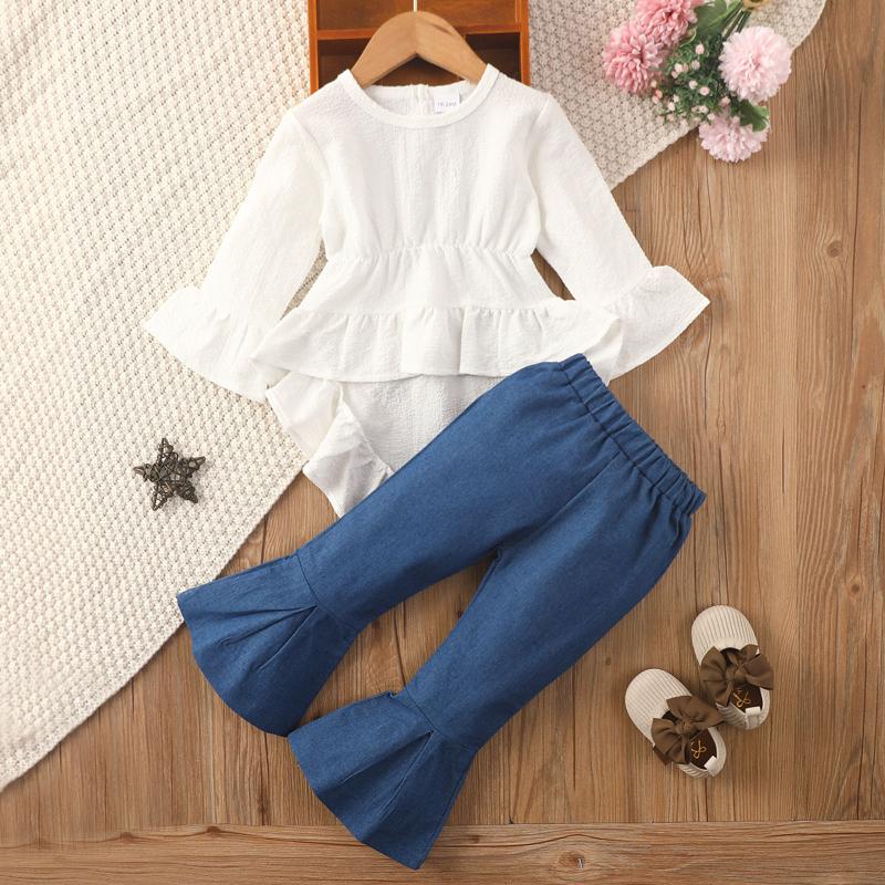 Clothing Sets Toddler Baby Girls Clothes Treasure Solid Color Dovetail Long-sleeved Skirt Flared Jeans Denim Trousers Suit Vetement Fille, White
Clothing Sets Toddler Baby Girls Clothes Treasure Solid Color Dovetail Long-sleeved Skirt Flared Jeans Denim Trousers Suit Vetement Fille, White