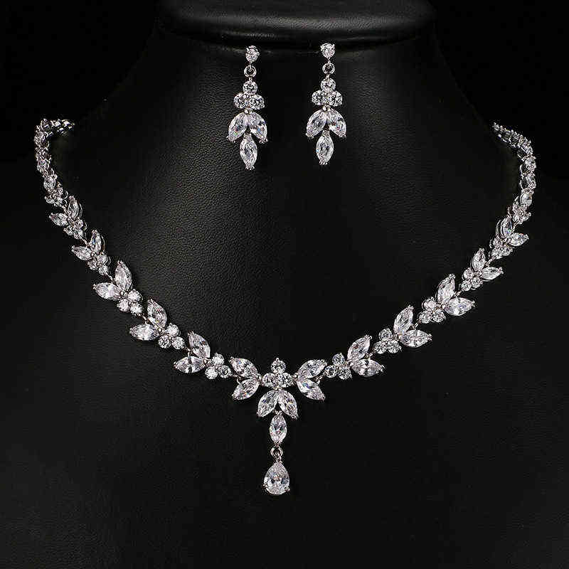 Ekopdee Luxury Brilliant Leaf Jewelry Set For Women Zircon Silver Color Wedding Bridal Necklace Earrings Parure Bijoux 211204
Ekopdee Luxury Brilliant Leaf Jewelry Set For Women Zircon Silver Color Wedding Bridal Necklace Earrings Parure Bijoux 211204