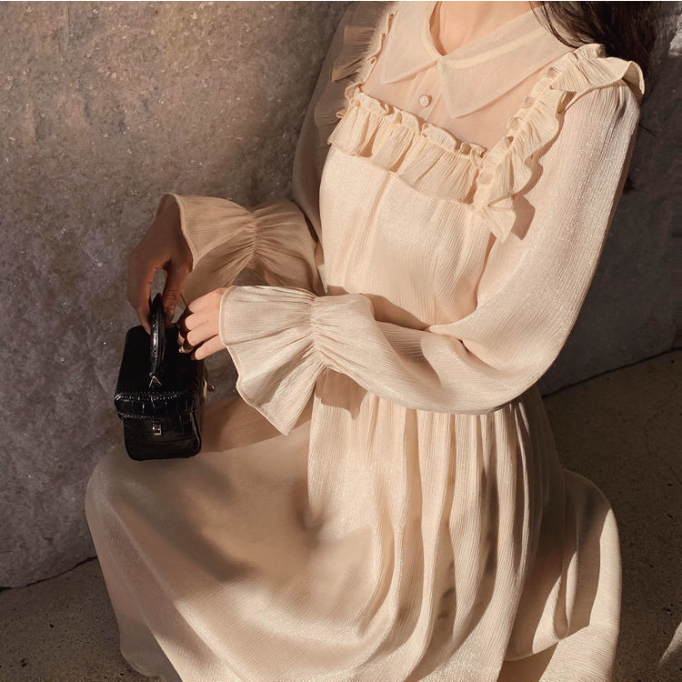 Fairy Vintage Dress Women French Evening Party Elegant Ruffles Dress Female Long Sleeve Retro Dress Korean Autumn 210521