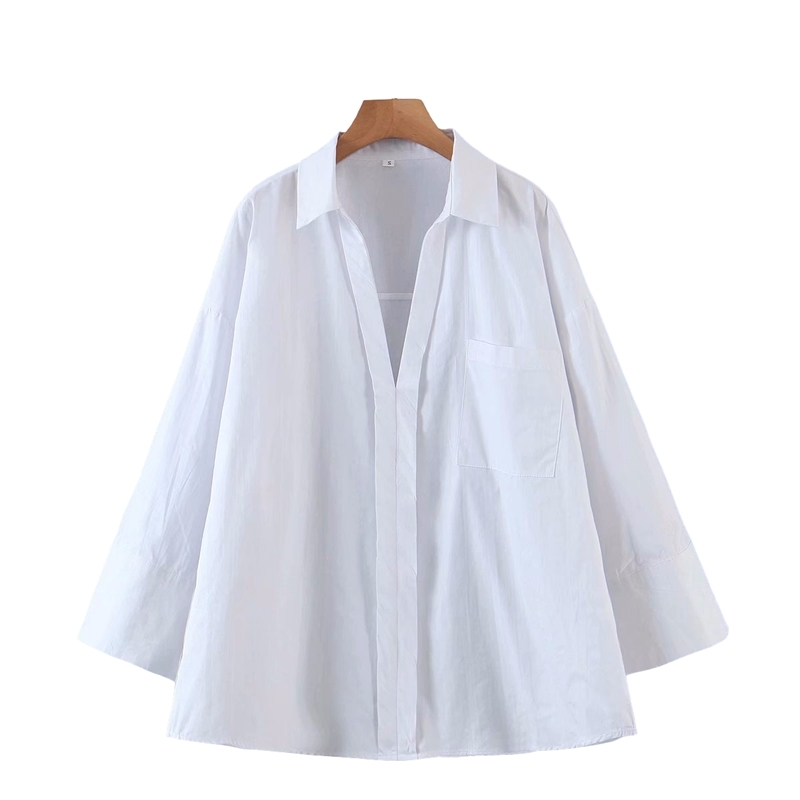Elegant Women Solid White Shirts Fashion Ladies Turn Down Collar Tops Streetwear Female Chic Cotton Loose Blouses 210430