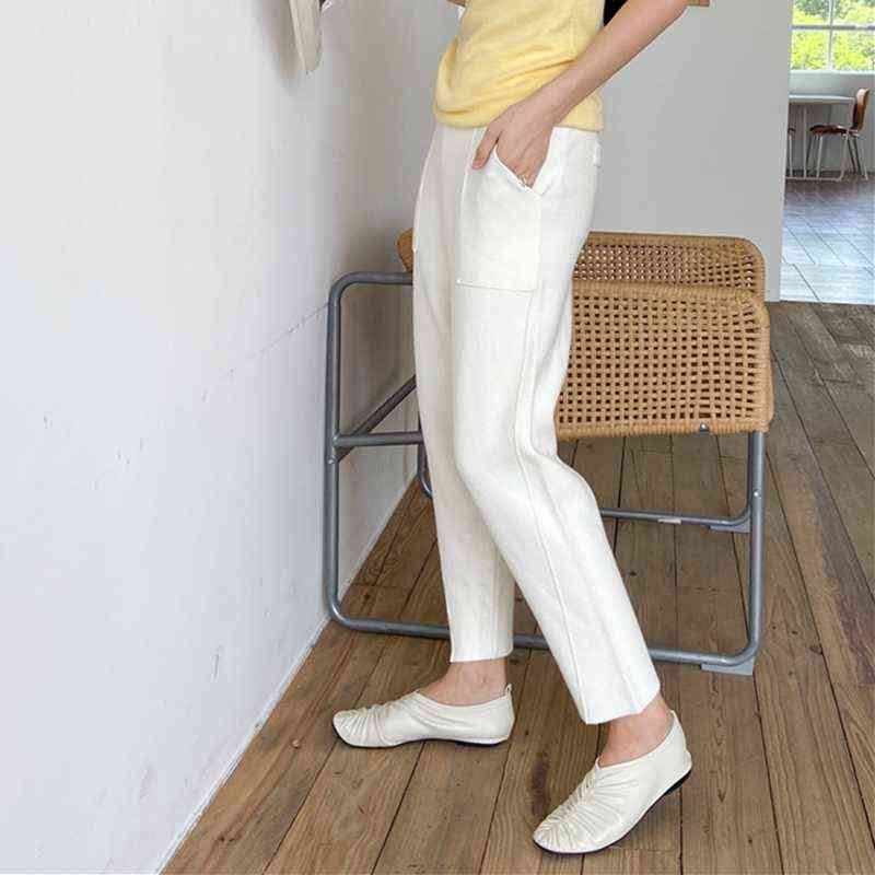 Colorfaith Autumn Winter Women Pants 3 Colors High Waist Wide Leg Pockets Ankle-Length Harem Warm Wild Trousers P1058 211115