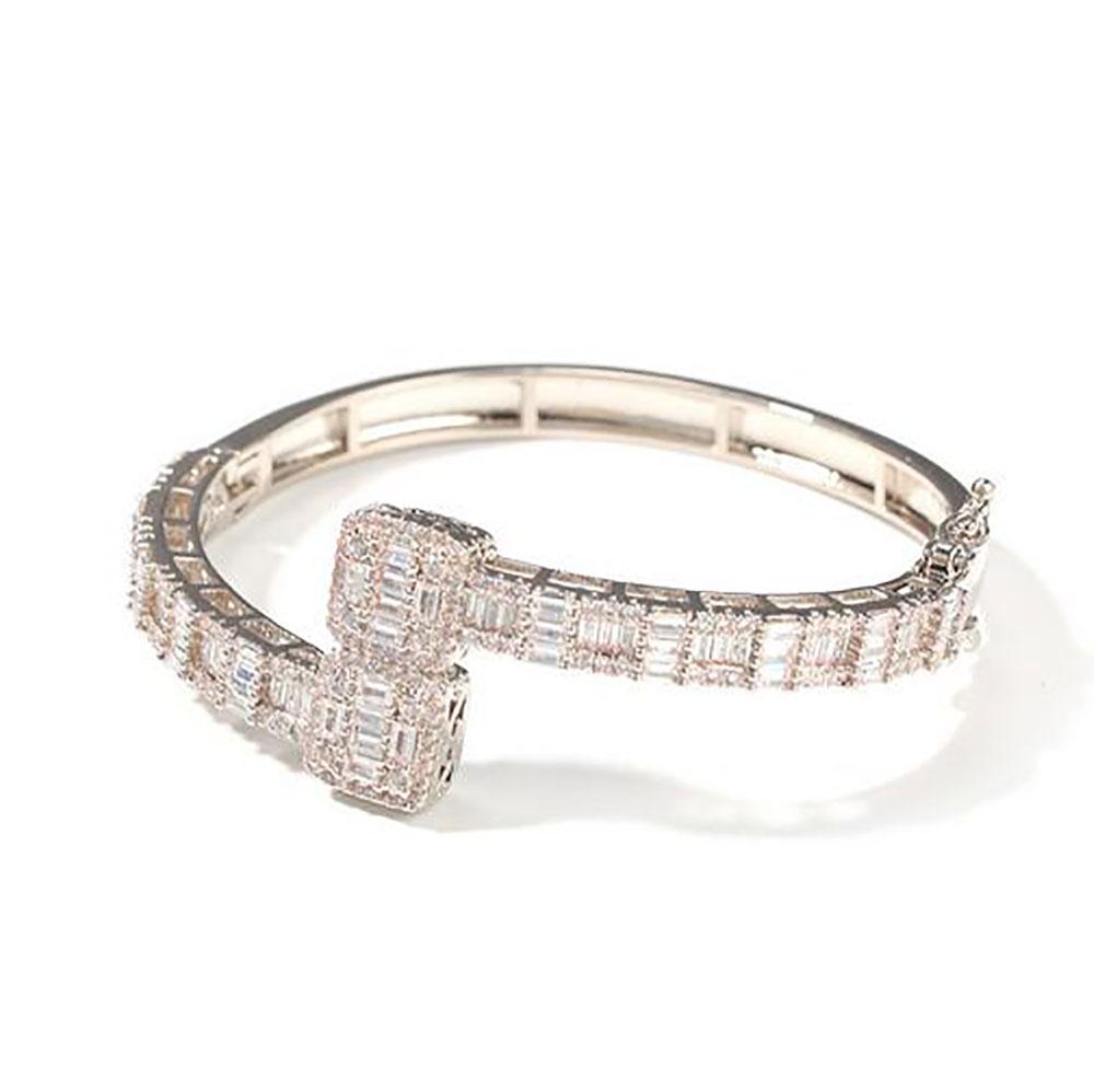 Hip Hop Wedding Bangle: Gold Filled Princess Cut Topaz Bracelet
