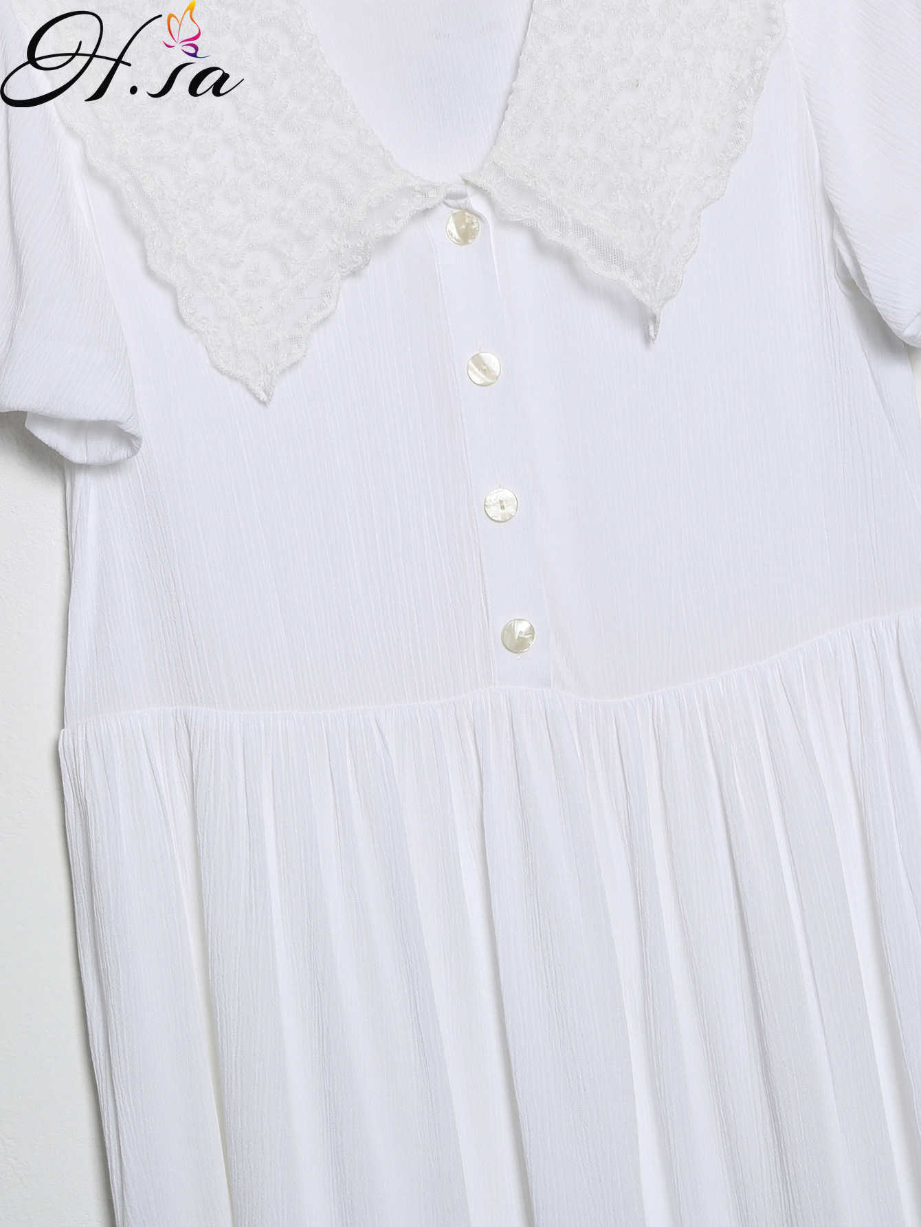 Hsa European and American Summer Wind Women's Hollow Embroidered Short Sleeve Dress 2277 210716