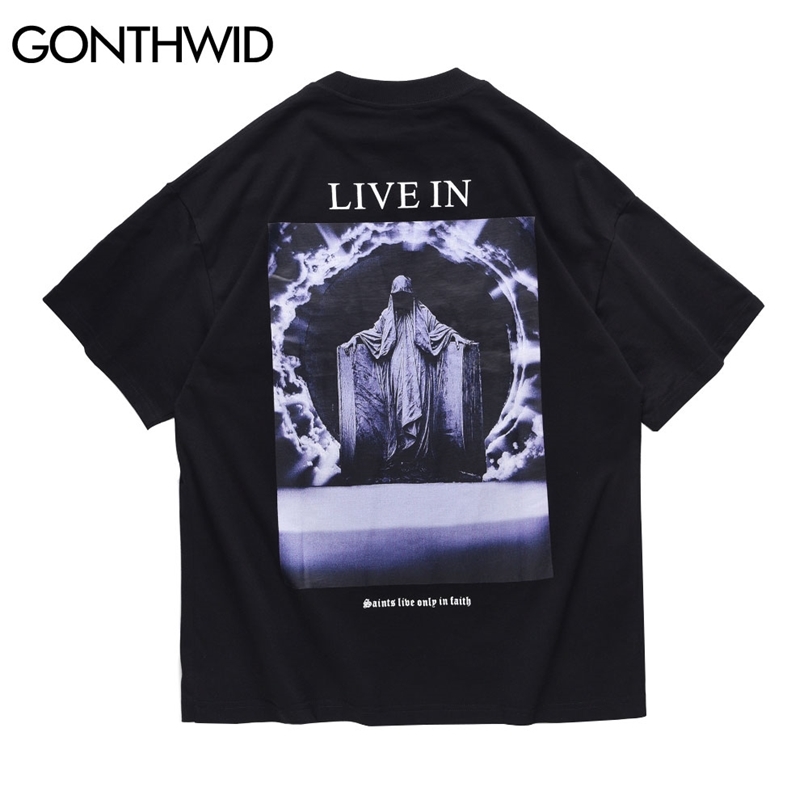 Tshirts Men Hip Hop Streetwear Gothic Punk Rock Saints Print Short Sleeve T-Shirts Casual Harajuku Fashion Tees Tops 210602, Black
Tshirts Men Hip Hop Streetwear Gothic Punk Rock Saints Print Short Sleeve T-Shirts Casual Harajuku Fashion Tees Tops 210602, Black
