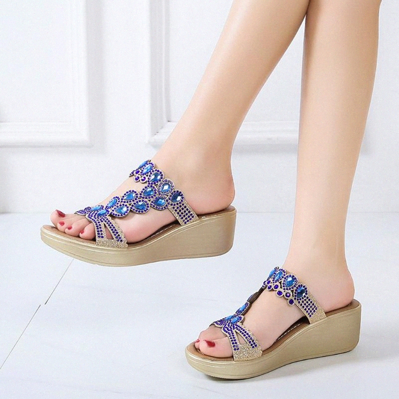 Bohemian Style Wedges Causal Slippers Crystal Open Toe Walking Flip Flop Thin Mid Heels Slippers Summer Outdoor Beach Shoes 2020 k6SI#, Blue
Bohemian Style Wedges Causal Slippers Crystal Open Toe Walking Flip Flop Thin Mid Heels Slippers Summer Outdoor Beach Shoes 2020 k6SI#, Blue