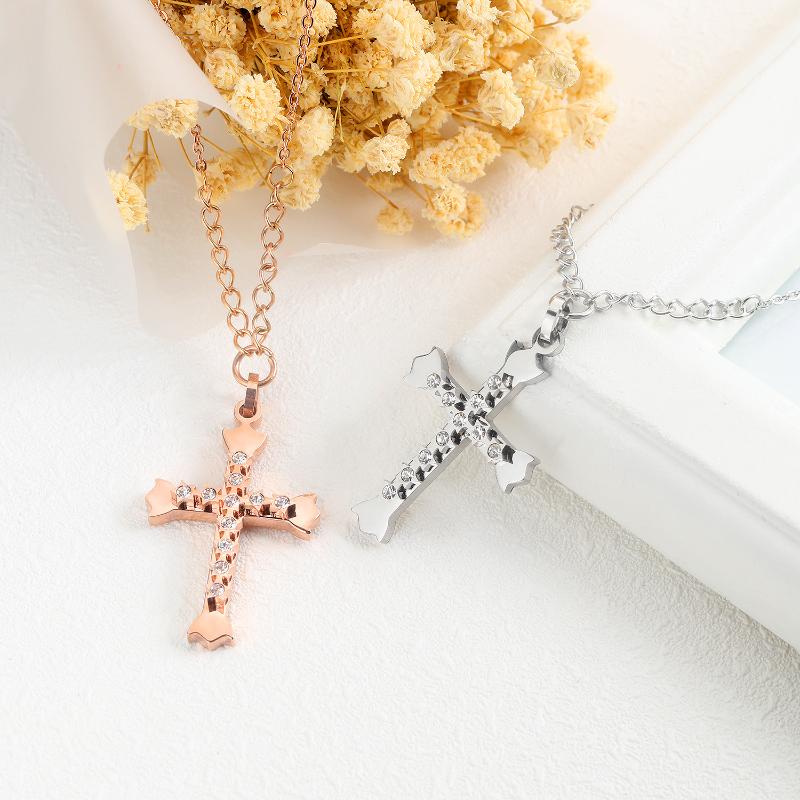 Pendant Necklaces Rose Gold Plated Personality Zircon Cross Necklace With Alloy Chram O-Chain Men Women Christ Jesus Jewelry Gift, Silver
Pendant Necklaces Rose Gold Plated Personality Zircon Cross Necklace With Alloy Chram O-Chain Men Women Christ Jesus Jewelry Gift, Silver