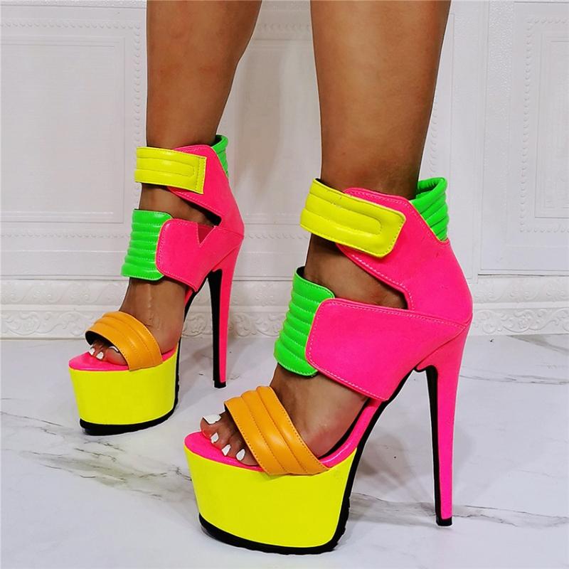 Sandals Sexy Super High Heel Rainbow Color Women Peep Toe Platform Buckle Strap Heels Stiletto Pole Dancing Shoes, Mixed
Sandals Sexy Super High Heel Rainbow Color Women Peep Toe Platform Buckle Strap Heels Stiletto Pole Dancing Shoes, Mixed
