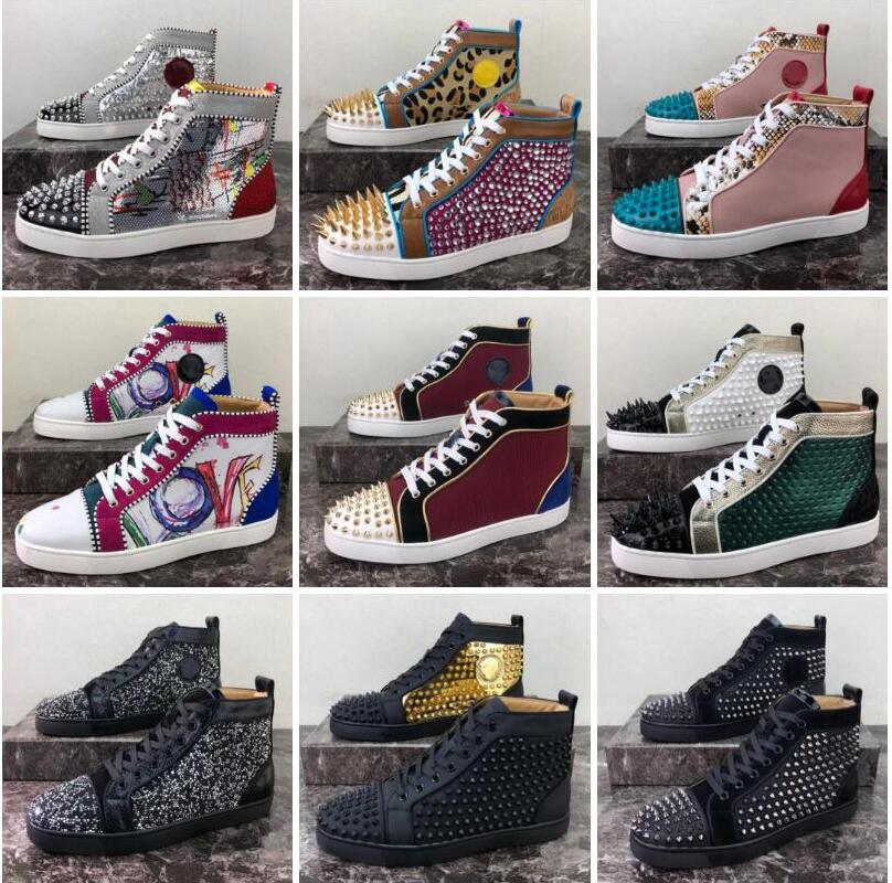 2021 Men Women Casual Shoes Designer Red Bottom Studded Spikes Fashion Insider Sneakers Black White Leather High Boots with box, Color 29
2021 Men Women Casual Shoes Designer Red Bottom Studded Spikes Fashion Insider Sneakers Black White Leather High Boots with box, Color 29