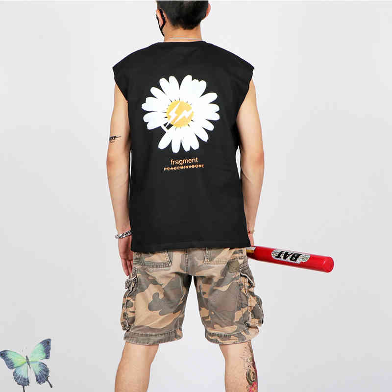 Peaceminusone Fragment Tank Top 100% Cotton Men Women Sportswear Daisy Vest Sleeveless Tshirt 210420