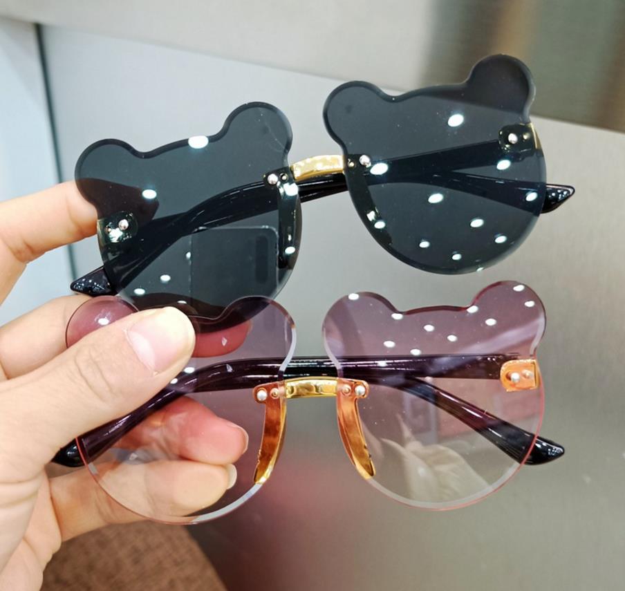 Children Sunglasses Cartoon Bear Shades Boys Girls Eyewear Cute Kids Sun Glasses UV400 Clear Lense Rimless Z260305