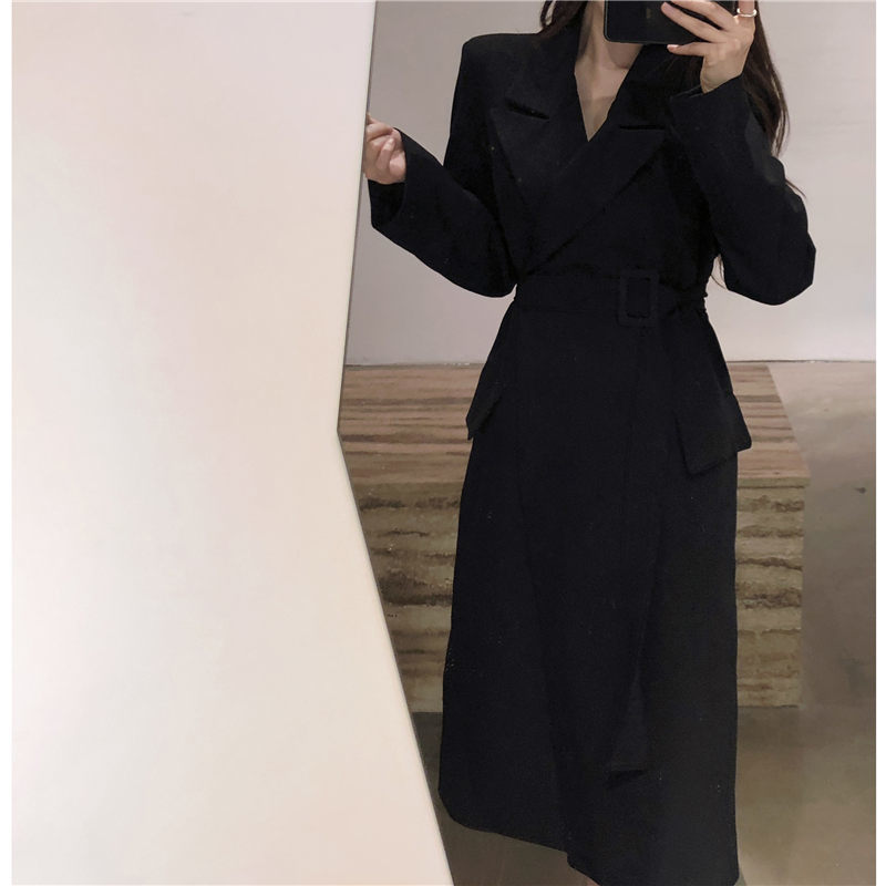 High Quality Elegant Casual Sash Gentle Waist-Controlled All-Match Windbreaker Office Lady Fashion Trench Loose Overcoat 210421