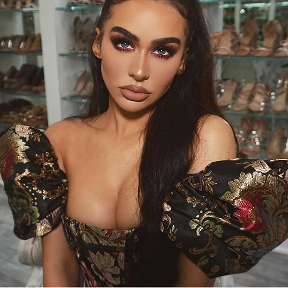 Cryptographic Square Collar Jacquard Boned Bustier Crop Tops Shirt Puff Sleeve Sexy Backless Shirts Blouse Women Zipper Elegant 200924