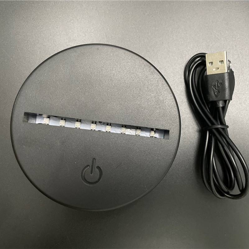 2 pcs Black Acrylic 3D LED Lamp Base Table Night Light Bases LEDs 7 Color-Adjust ABS USB Remote Control Lighting Accessories Home Decor