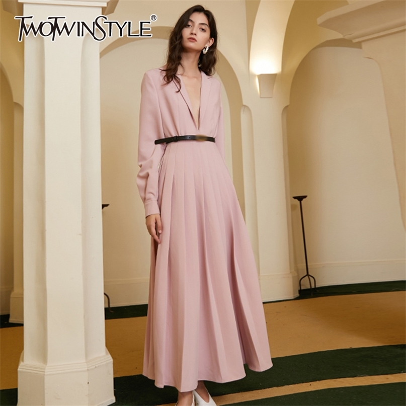 Vintage Pink Dress For Women V Neck Long Sleeve High Waist Elegant Maxi Dresses Female Fashion Clothing 210520
Vintage Pink Dress For Women V Neck Long Sleeve High Waist Elegant Maxi Dresses Female Fashion Clothing 210520