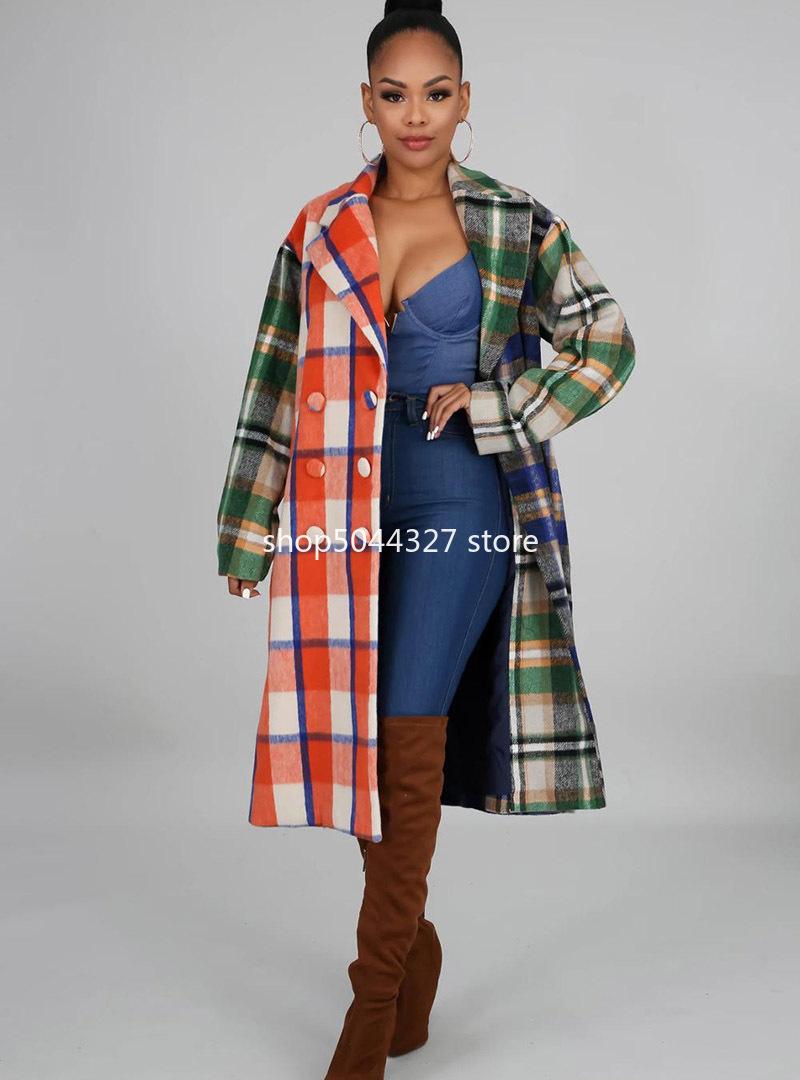 Ethnic Clothing Grid Print African Dresses For Women Dashiki Autumn Winter Woman Clothes Dress Woolen Cloth Coat Elegant Africa