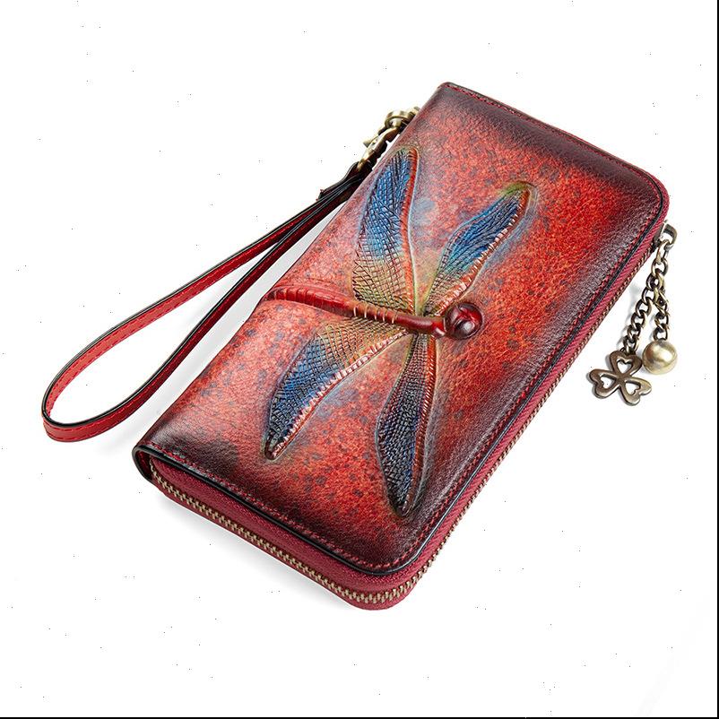 retro handmade embossing genuine leather hand wallet vintage dragonfly womens long, Red;black
retro handmade embossing genuine leather hand wallet vintage dragonfly womens long, Red;black