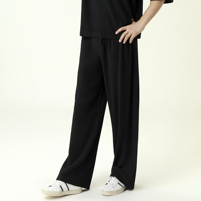 IEFB men's Trousers Pleated Casual Pants Spring Casual All-match Vertical Mop Pants Loose Straight Pants Male 9Y3842 210524