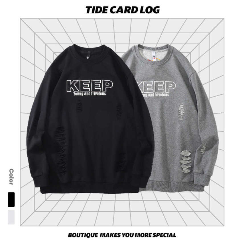 Chaopai autumn winter new products embroidered letters round neck Pullover Sweater with holes cut off men's and women's bottomed jacket, Black
Chaopai autumn winter new products embroidered letters round neck Pullover Sweater with holes cut off men's and women's bottomed jacket, Black