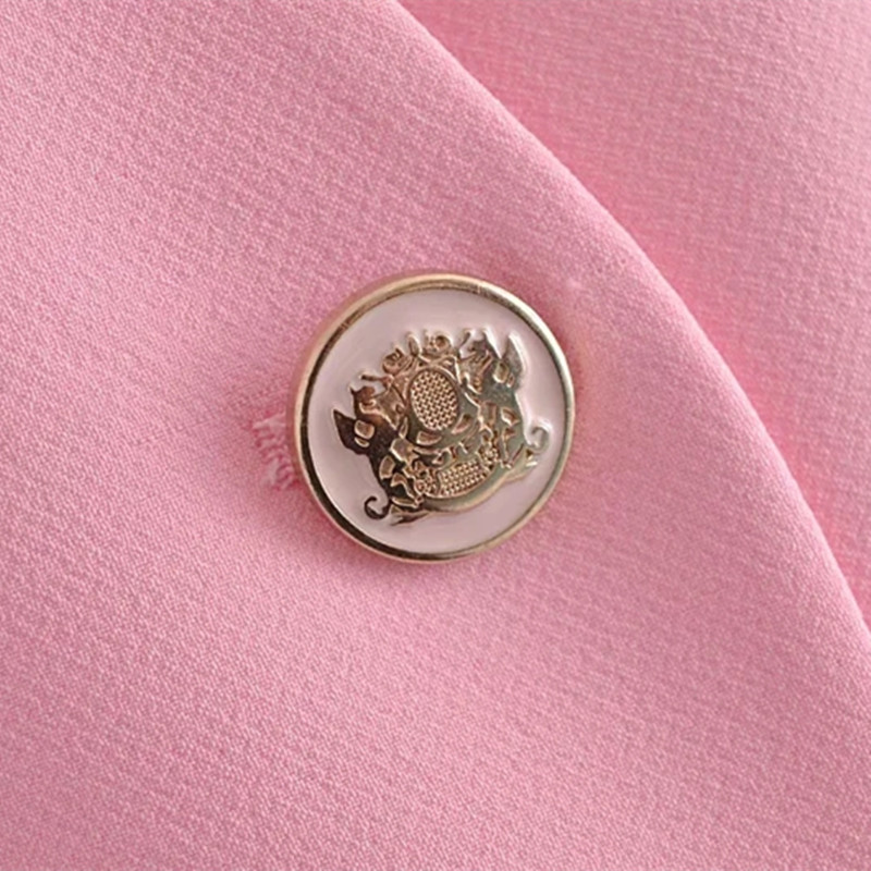 Elegant Women Pink Tweed Cropped Blazer Jacket Summer Single Breasted Double Pockets Short Sleeve Jacket Coat Chic Tops 210521