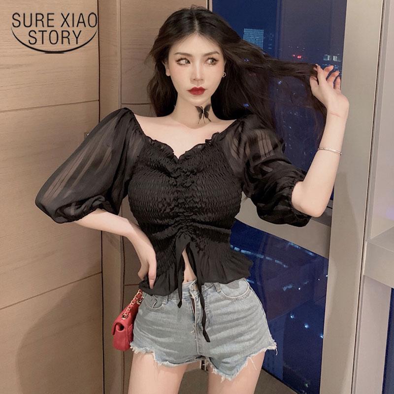 Women's Blouses & Shirts 2021 Summer Beach Loose Casual Shirt Short-sleeved Word Collar Lantern Sleeve Slim Short Top Fashion Vestidos 15076, Black
Women's Blouses & Shirts 2021 Summer Beach Loose Casual Shirt Short-sleeved Word Collar Lantern Sleeve Slim Short Top Fashion Vestidos 15076, Black