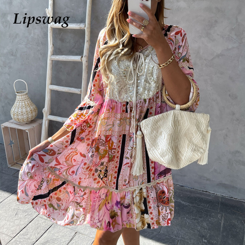 elegant floral print sequin boho party dress casual women loose beach dress fashion summer tie-up tassel lace mini dress vestidohigh quality, Black;gray
elegant floral print sequin boho party dress casual women loose beach dress fashion summer tie-up tassel lace mini dress vestidohigh quality, Black;gray