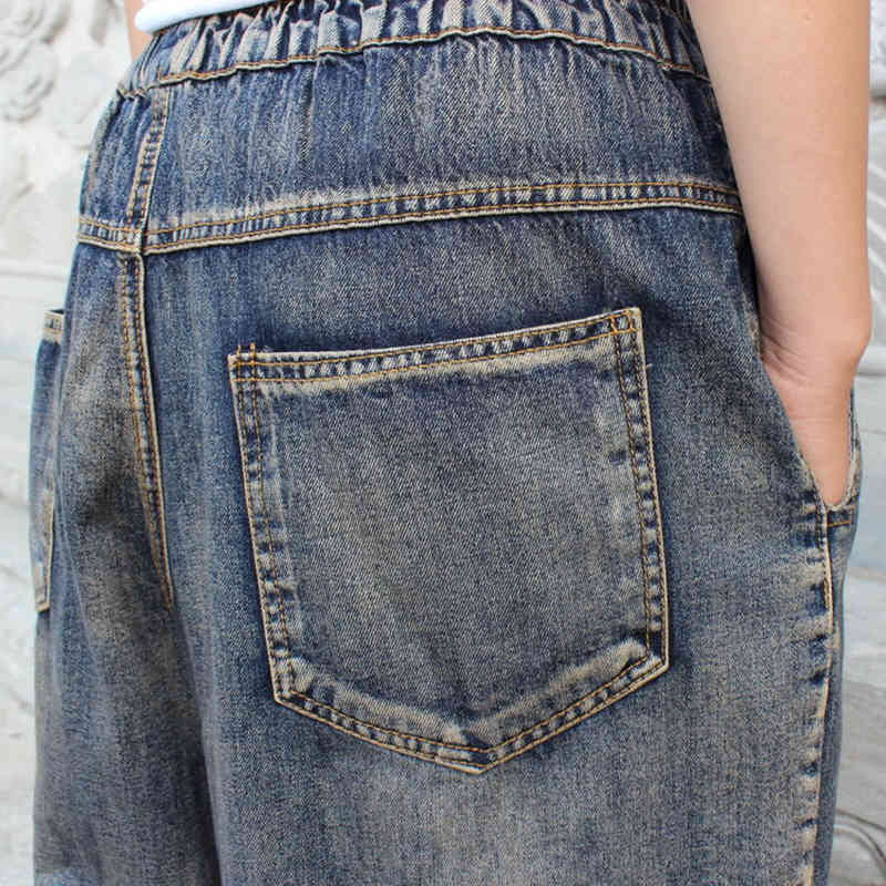 Autumn Arrival Arts Style Women Jeans Elastic Waist Loose Denim Harem Pants Female Vintage High Quality D574 210512