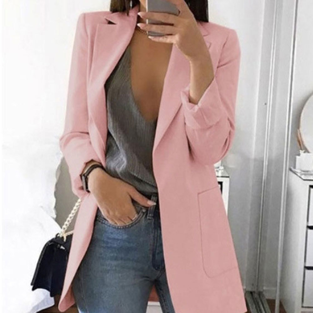 Women Fashion Elegant Jackets European Work OL Blazer Casual Suit Slim Tweed Plus Size 5XL Lady Outwear 210428