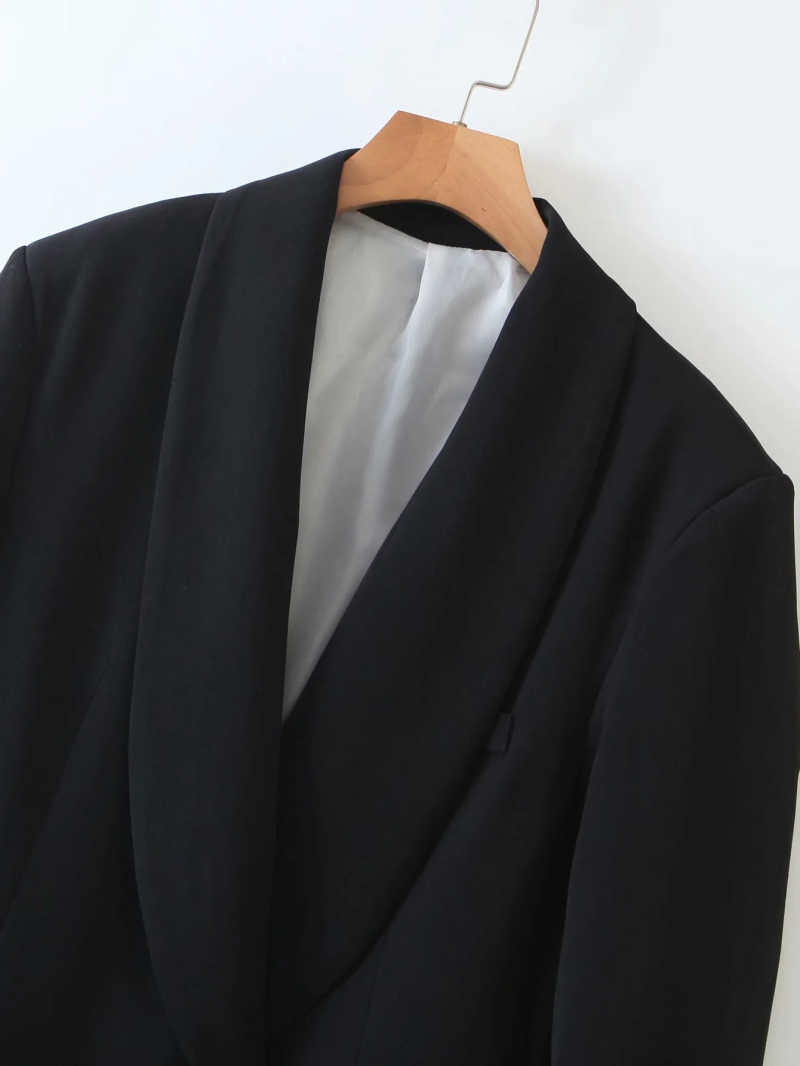 vintage women black blazer jackets fashion ladies elegant notched collar jacket suits casual female chic blazers girls 210527