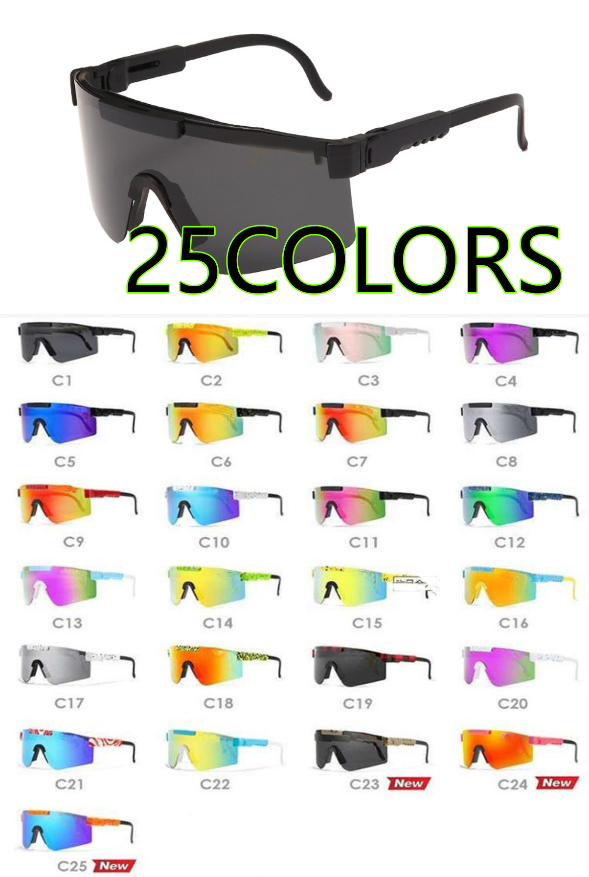 SPRING summer men fashion sunglasses motorcycle spectacles women Dazzle colour Cycling Sports Outdoor wind Sun Glasses big frame 25COLORS
SPRING summer men fashion sunglasses motorcycle spectacles women Dazzle colour Cycling Sports Outdoor wind Sun Glasses big frame 25COLORS