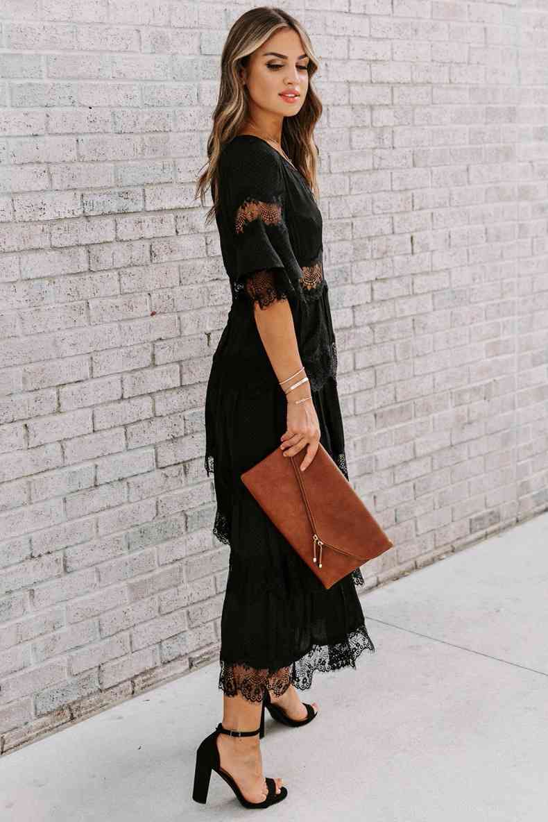 Women Dress Hollow Out Sexy Loose Casual Bohemia Deep V Neck Half Sleeve Maxi es Plus Size Summer es 210513