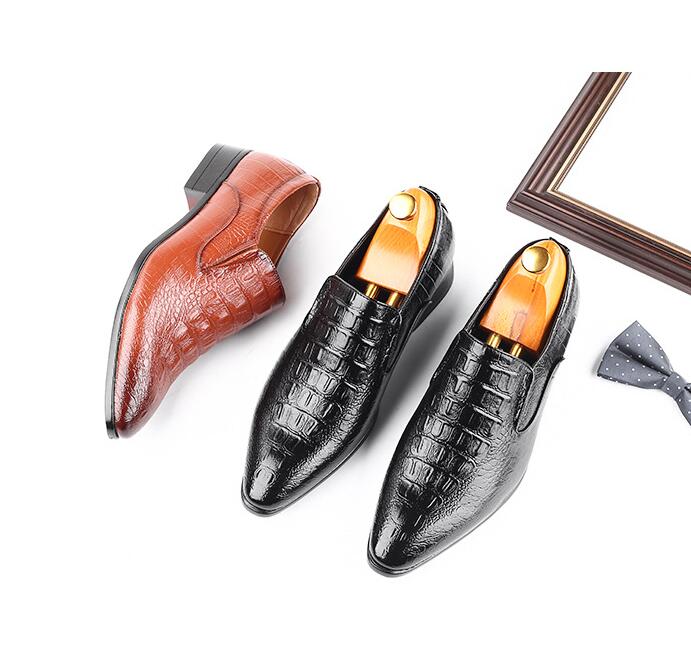 New England Pointed Business Fashion Crocodile Lines Tide Men's Shoes Low Help Classic Leather Shoes Casual Single Shoes