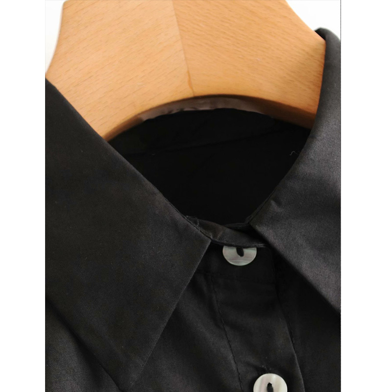 Lapel Long Sleeve Single Breasted Short Loose Women's Shirt Black Minimalistic Sexy Chic Female Tops 210507