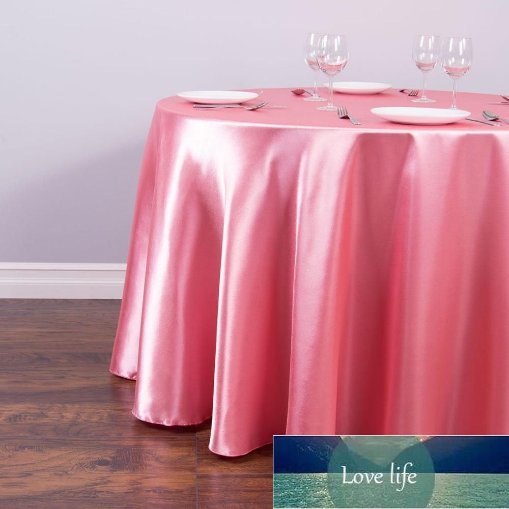1pcs Satin Tablecloth White Black Solid Color For Wedding Birthday Party Table Cover Round Table Cloth Home Decor Factory price expert design Quality 