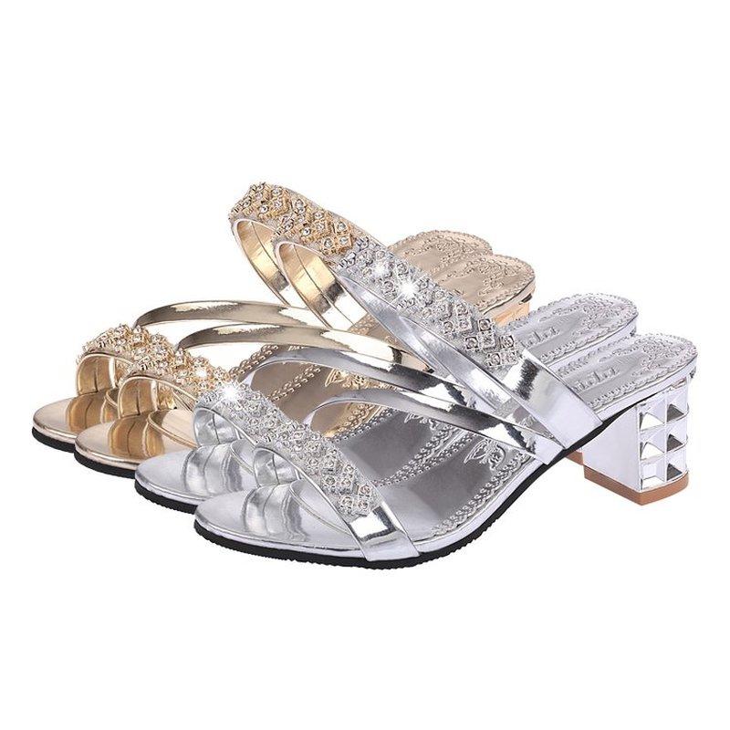 Slippers Summer Glitter Women Shoes Slides Party Square Chunky Med Heels Rhinestone Plus Size 35-41, Gold
Slippers Summer Glitter Women Shoes Slides Party Square Chunky Med Heels Rhinestone Plus Size 35-41, Gold