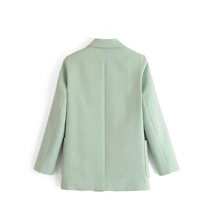 Green Color Casual Blazer Women Big Pockets Long Sleeve Jacket Female Notched Collar Office Wear Blazer Ropa De Mujer 210414