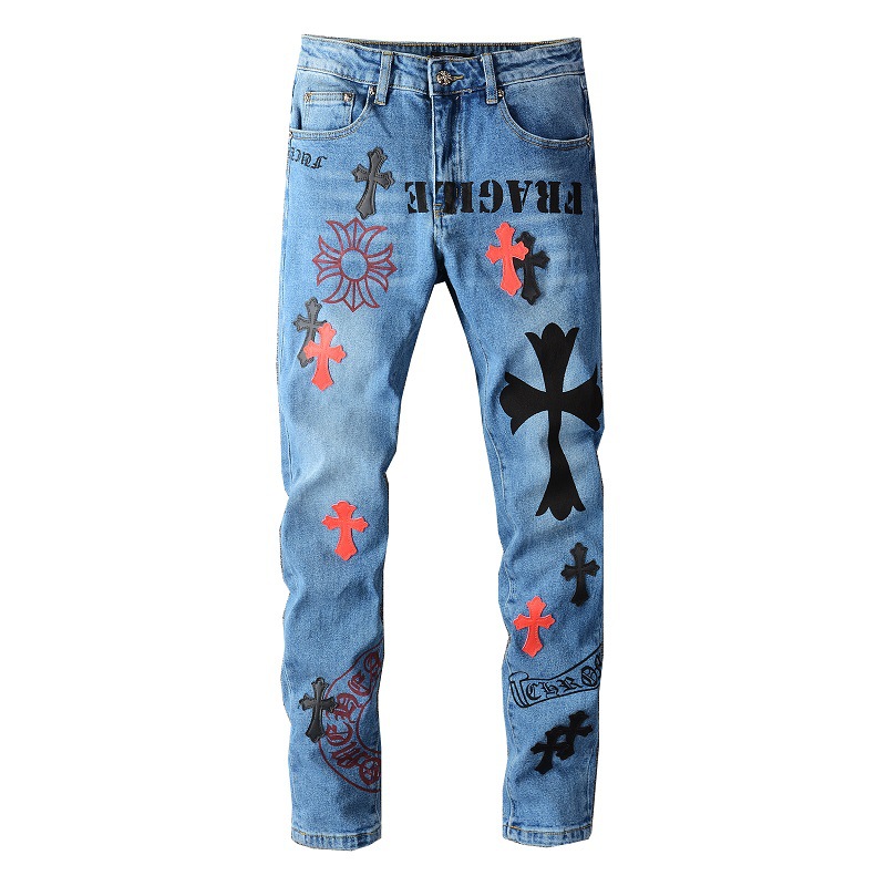 High Street Fashion Brand Jeans Men's New Personality Cross Print Trousers Fashion Trend Slim Pants, Blue
High Street Fashion Brand Jeans Men's New Personality Cross Print Trousers Fashion Trend Slim Pants, Blue